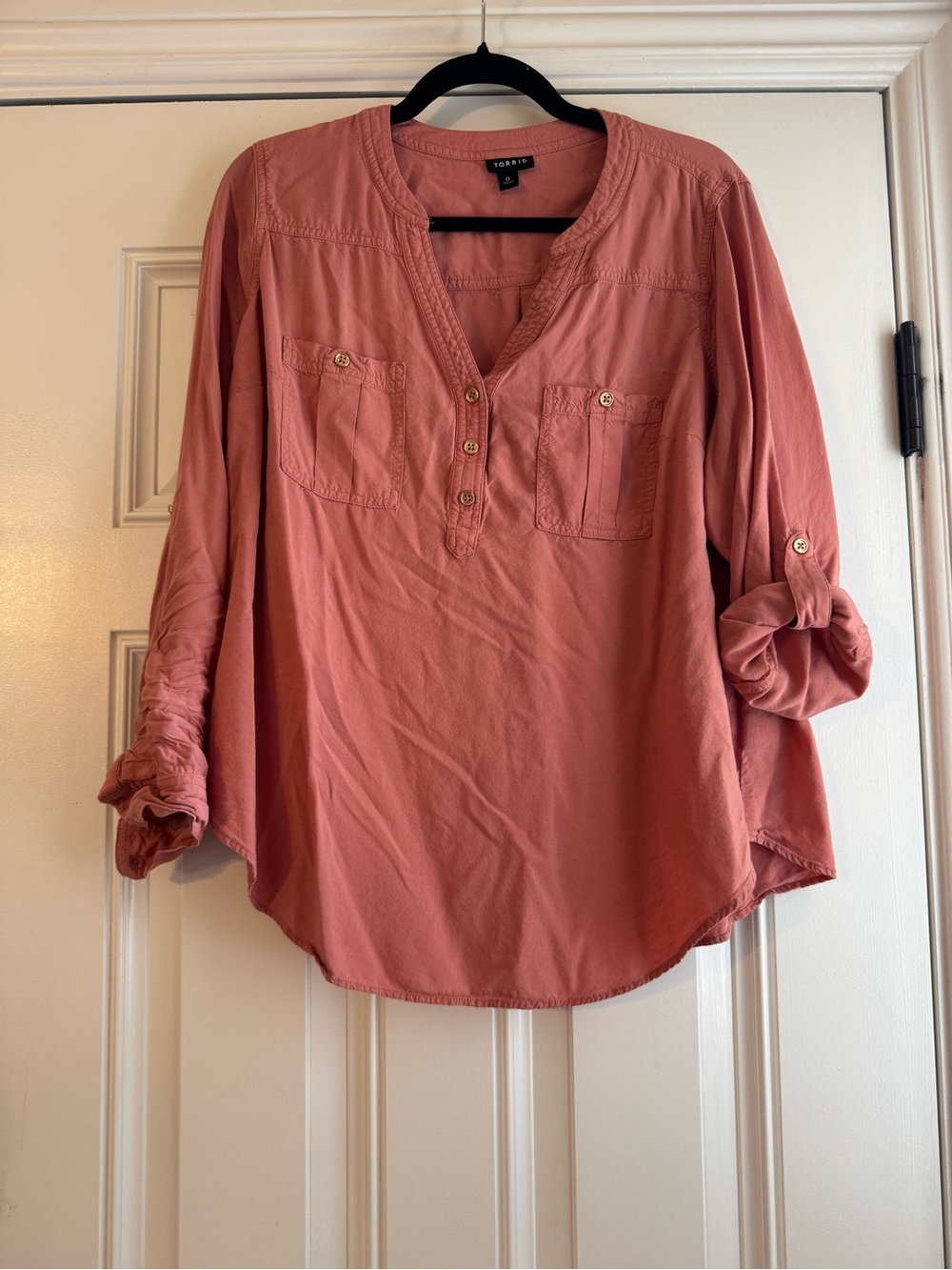 torrid Dusty Coral Button Henley blouse